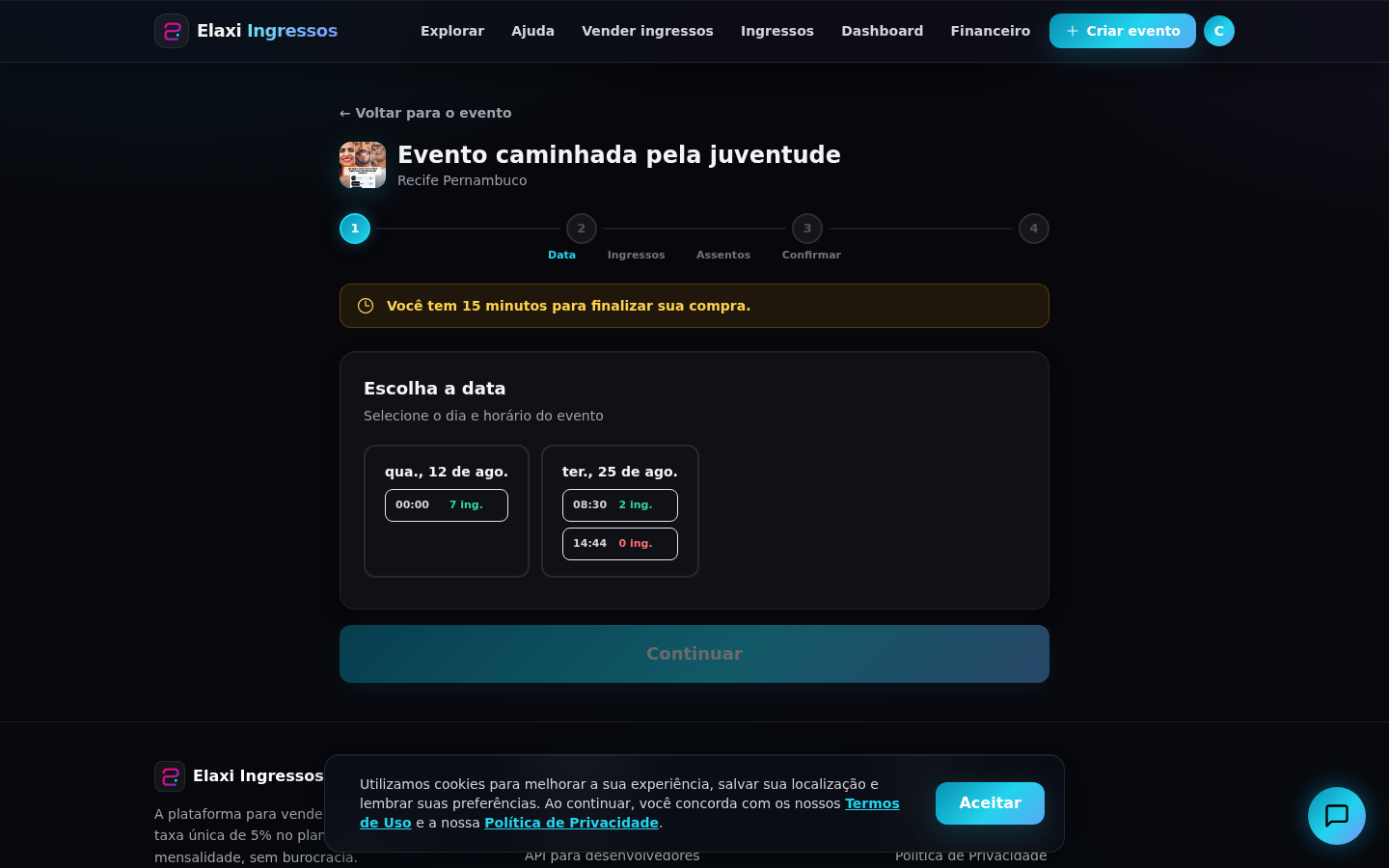 Seleção de ingressos