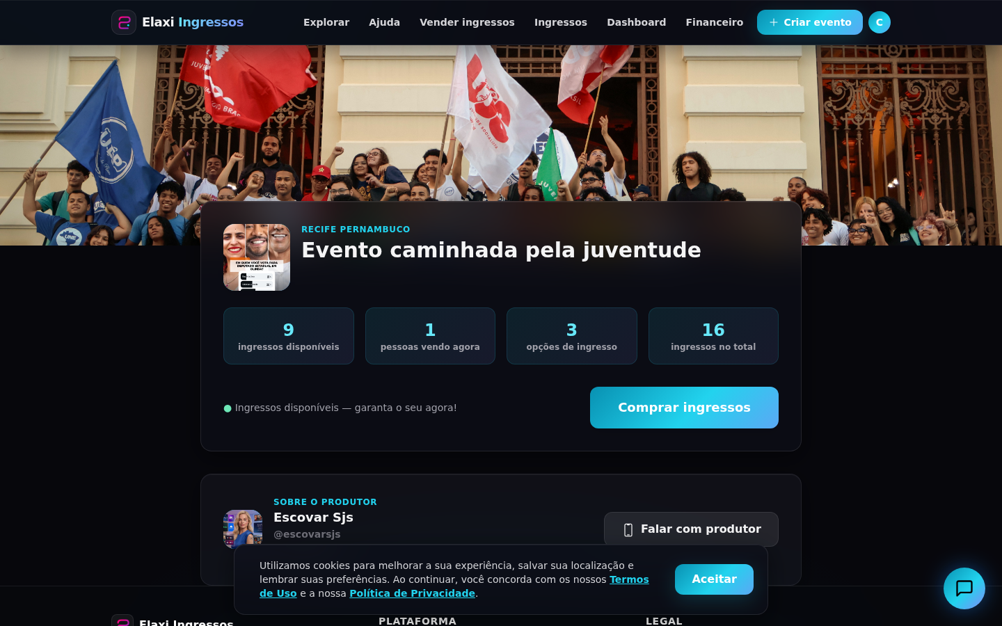 Pagina do evento com detalhes